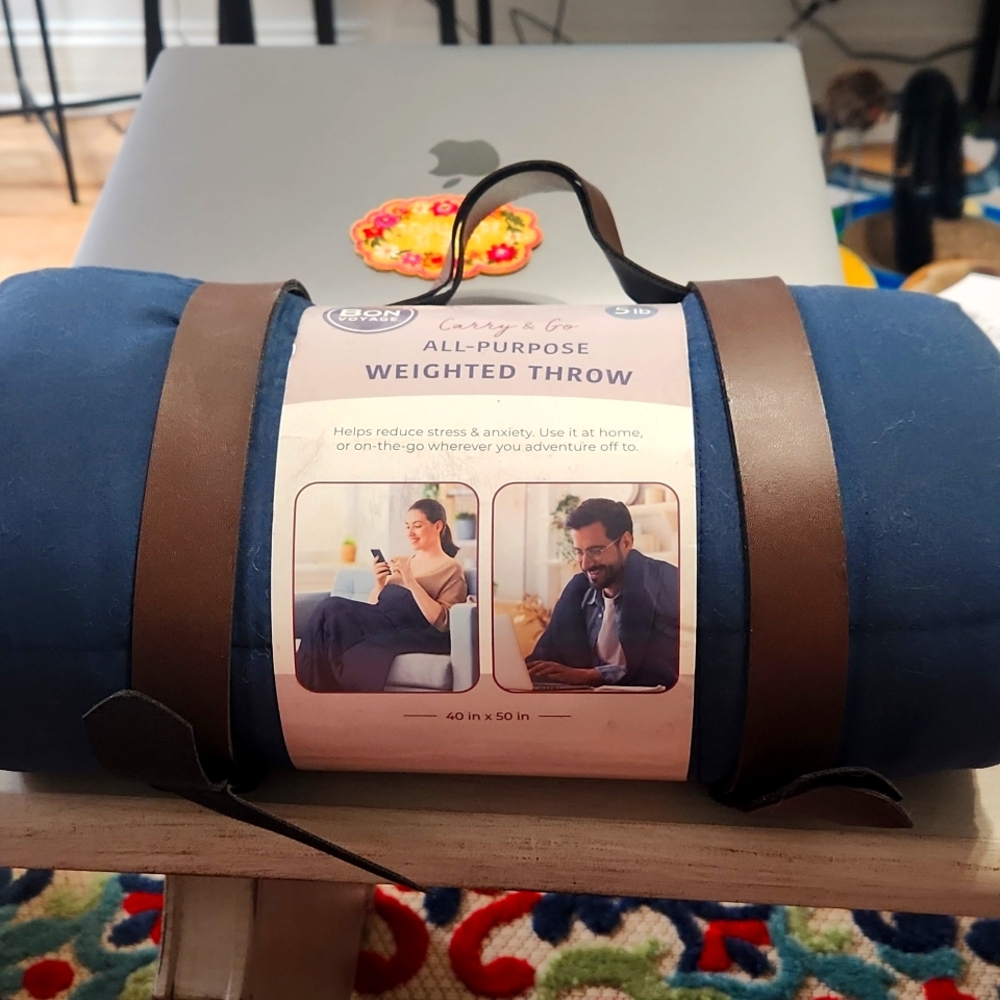 NWT Navy Blue Weighted Throw Blanket. Perfect For Home And Travel
